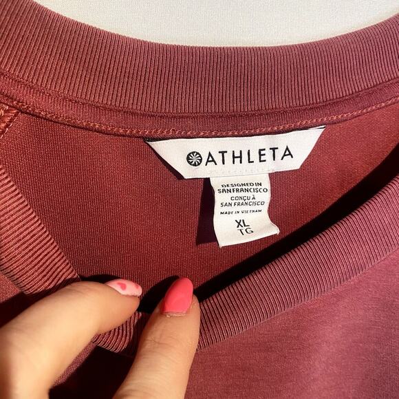 Athleta Brick Red Scoop Neck Short Sleeve Oversized Active Shirt - Picture 3 of 5